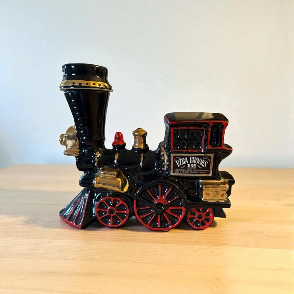1969 Ezra Brooks Vintage Engine Train Locomotive, Empty Whiskey Decanter